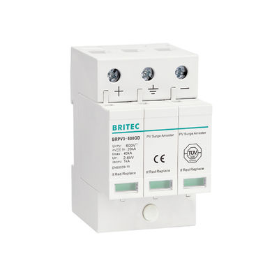 BRPV3-1000 อุปกรณ์ป้องกันไฟกระชากโซลาร์เซลล์ DC 1000V 40kA 3P ตัวป้องกันฟ้าผ่า
