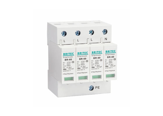 320V 60KA 4P เครื่องป้องกันการกระจายไฟฟ้าระดับชั้น II SPD สําหรับป้องกันสายฟ้า