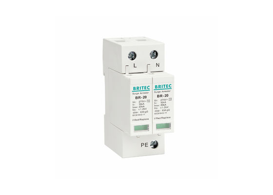 10kA/20kA ระดับชั้น C เครื่องป้องกันการกระชับกําลังระยะเดียว 2P AC Surge Protector SPD