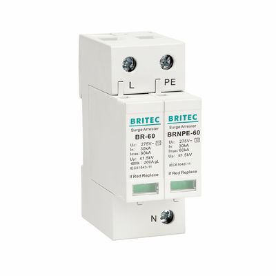 BR275-60 2P 2P ac SPD 60kA 2P หน่วยป้องกันการกระตุ้นระยะเดียว (SPD) หน่วยป้องกันการกระตุ้น
