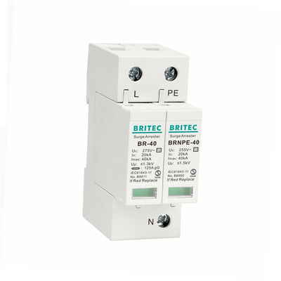 BR-40 1P+1 40kA Type 2 อุปกรณ์ป้องกันไฟกระชาก Arrester Single Phase Lightning Protection spd
