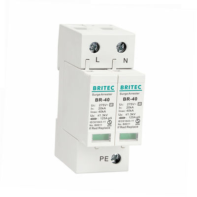 BR-40 1P+1 40kA Type 2 อุปกรณ์ป้องกันไฟกระชาก Arrester Single Phase Lightning Protection spd
