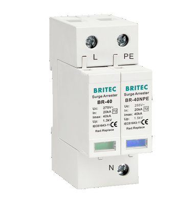 BR-40 1P+1 AC SPD Type 2 อุปกรณ์ป้องกันไฟกระชาก 40kA Single Phase spd