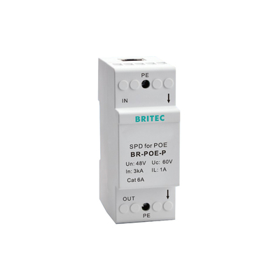 BR-POE-P Ethernet 48V RJ45 POE Ethernet Din เครือข่ายรถไฟฟ้า ป้องกันกระแสไฟฟ้า
