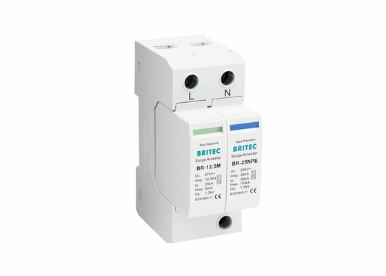AC T1 T2 1P+NPE 275V ป้องกันการกระชับกระชับ 12.5KA SPD MOV ป้องกันสายฟ้า