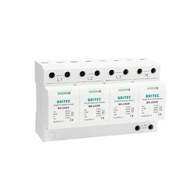 ประเภท 1 ประเภท B SPD Surge Protector 25KA 4P สําหรับระบบไฟฟ้าอุตสาหกรรมและพาณิชย์